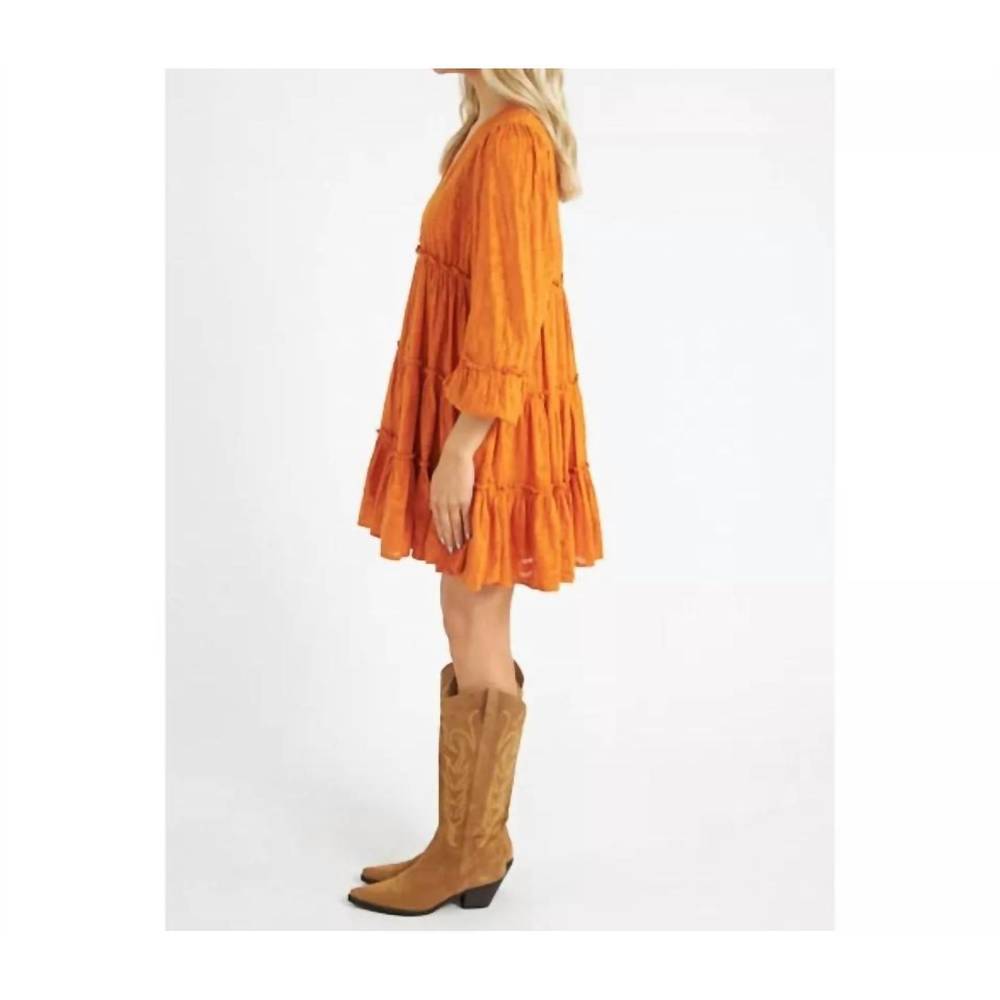 Cleobella Orange Tiered Mini Dress - Picture 2 of 4